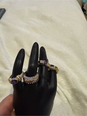 Silver  925 and 18k gold Purple , yellow , Gemstone Ring - Elegant Women's Ring